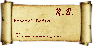 Menczel Beáta névjegykártya
